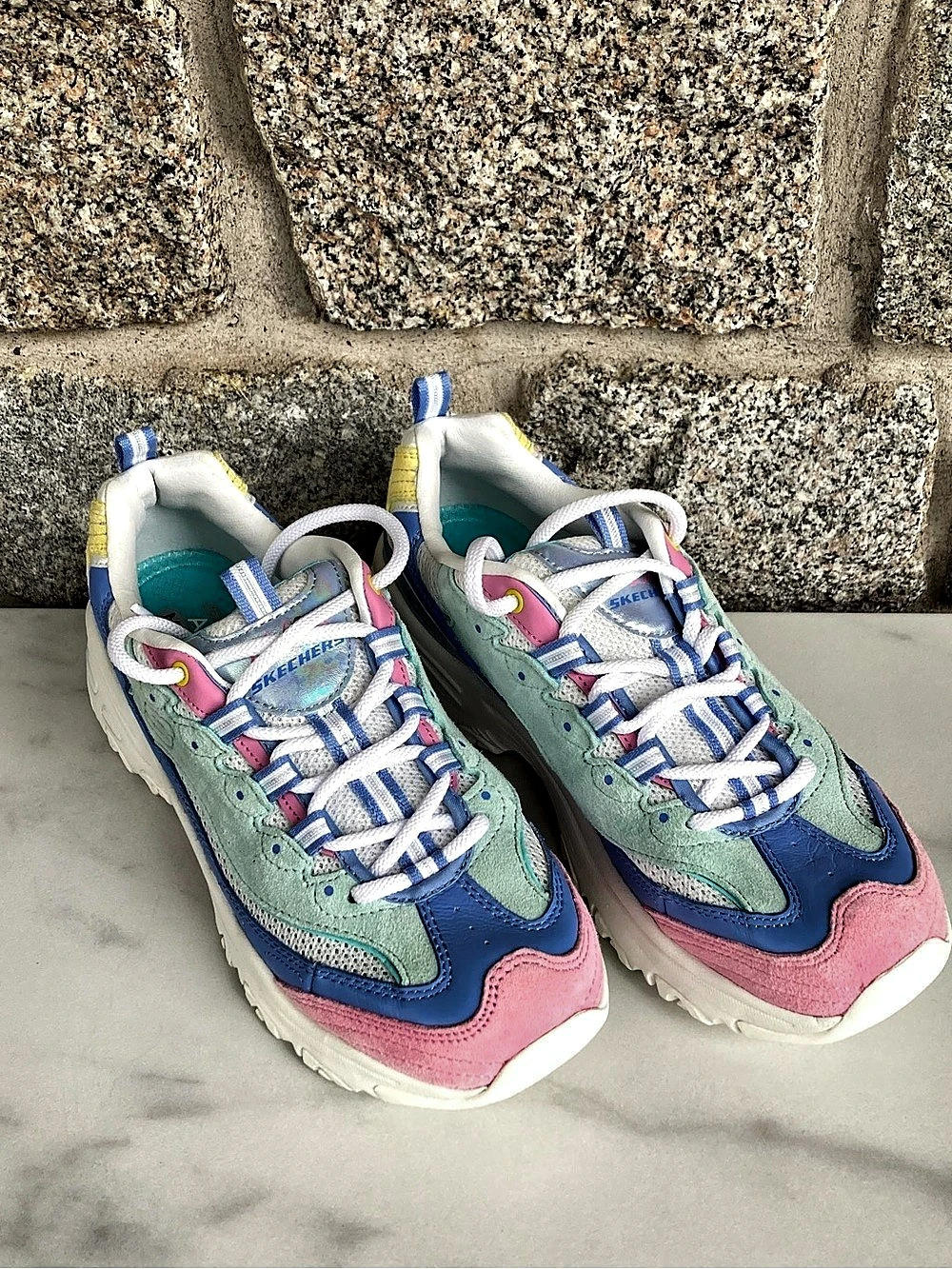 Skechers D'Lites Pastel Multicolor Chunky Sneaker Sneakers Blue, Green & Pink